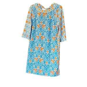 Gretchen Scott Designs Dress Blue & Orange Shift Athleisure  Casual Pockets Sz M